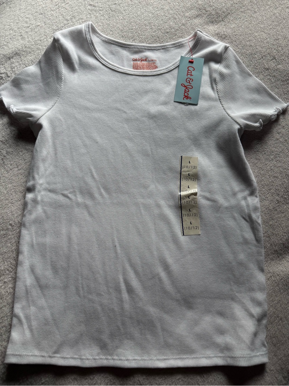 Cat & Jack White Short Sleeve Ribbed Girls' Tee